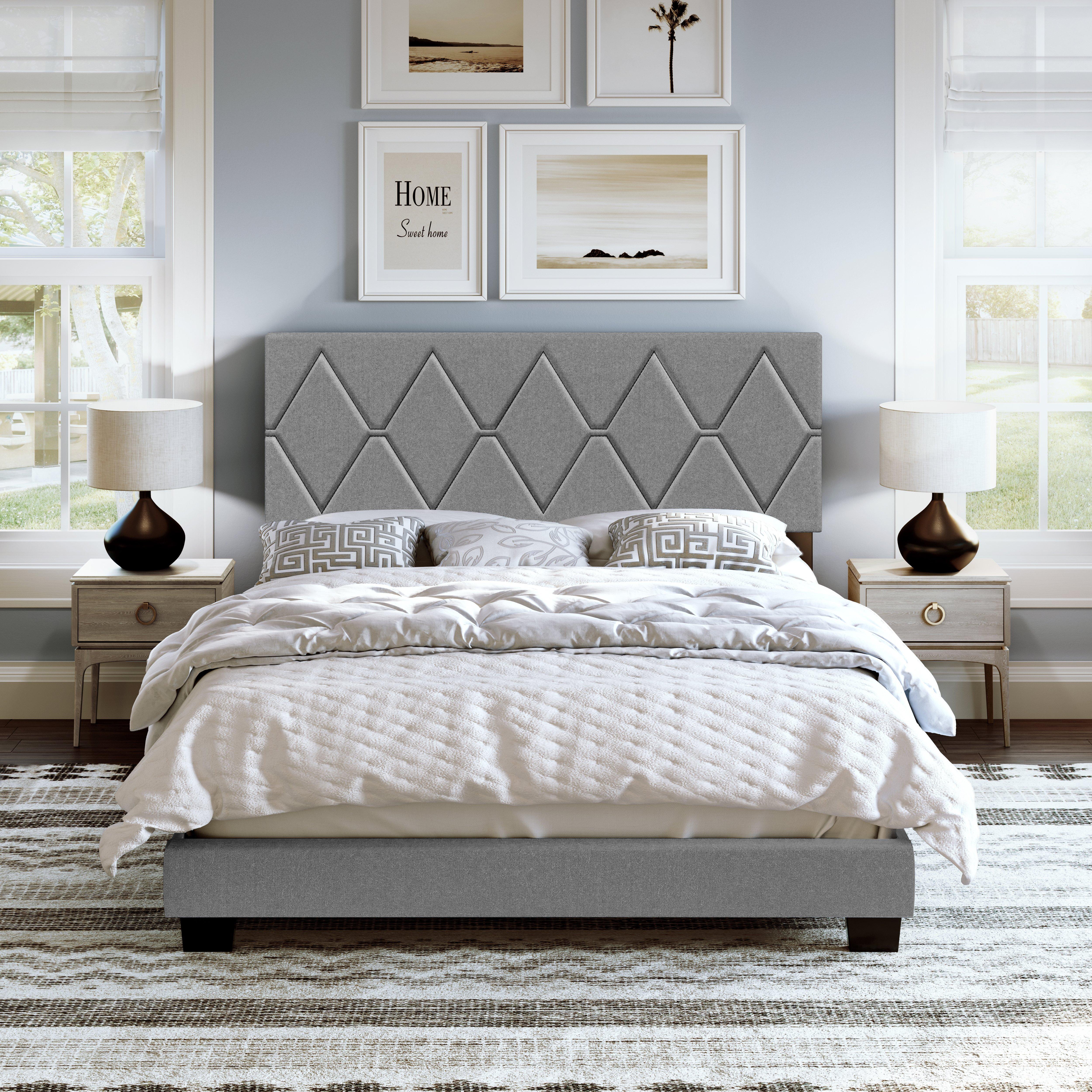Rent to Own Boyd Sleep Dublin King Grey Linen Bed with 11" Woodhaven Plush Pillow Top King